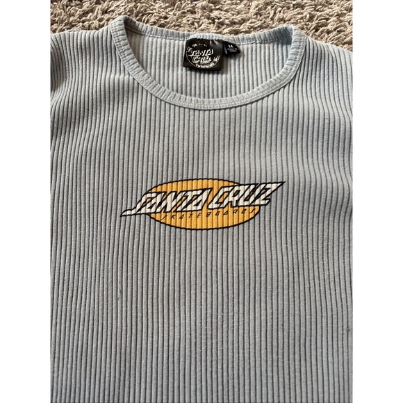 Y2K Surf Ribbed Santa Cruz Long Sleeve Stretch Women's Medium M Vintage - Picture 2 of 5